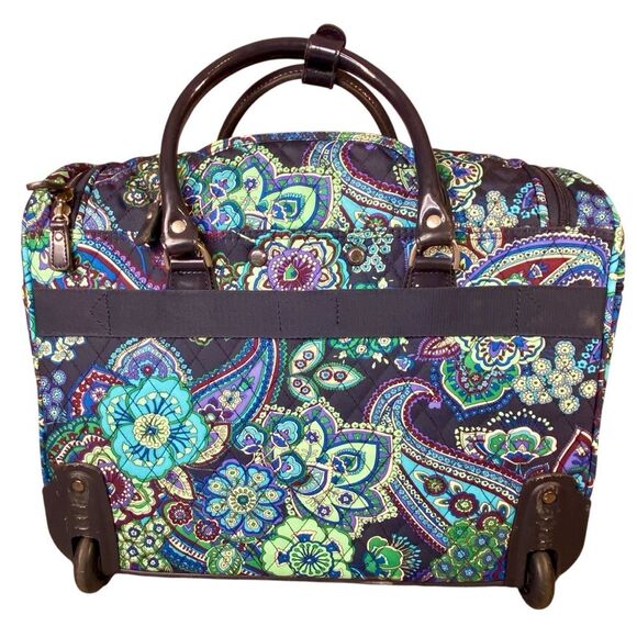 Vera Bradley Java Blue Rolling Duffle Bag Carry On Luggage - Picture 4 of 10